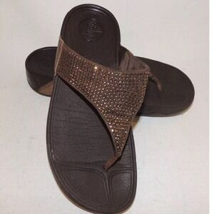FitFlop Rokkit Rhinestone Bronze Ore Thong Sandals Flip Flop 8